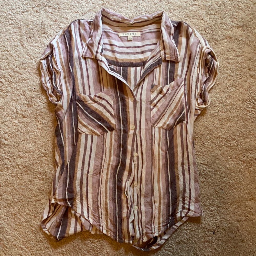 Harper striped tee, 100% rayon